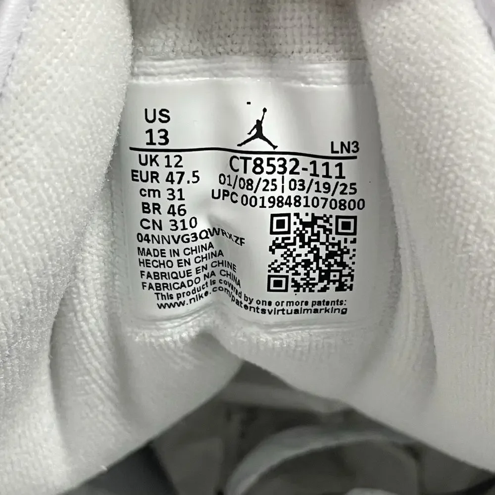 Air Jordan 3 Retro 'Pure Money' 2025 CT8532 111 Size 13 White Leather Sneakers